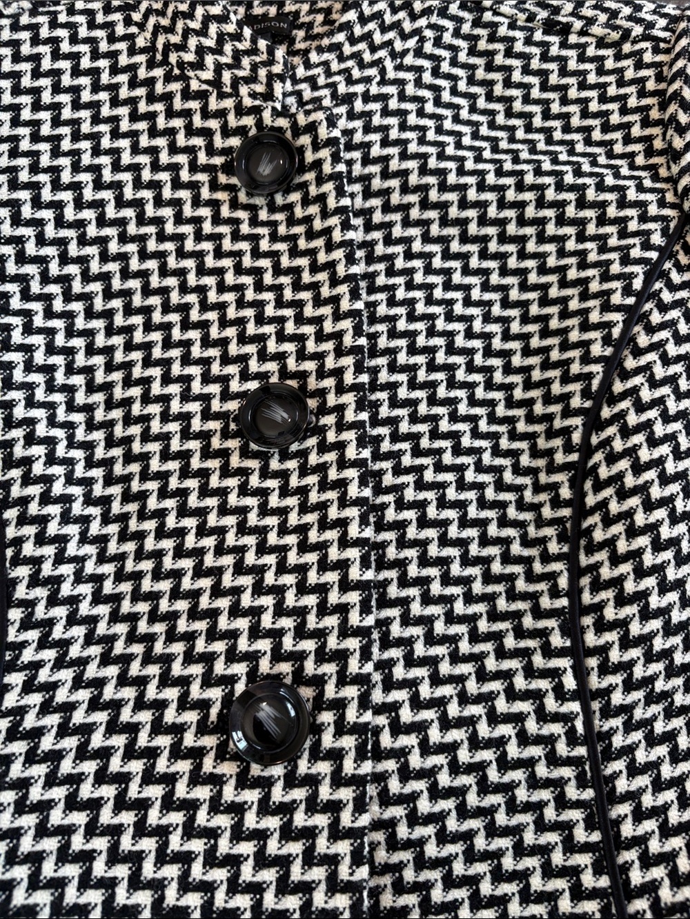 Madison Black & White Herringbone Pea Coat - Picture 2 of 7